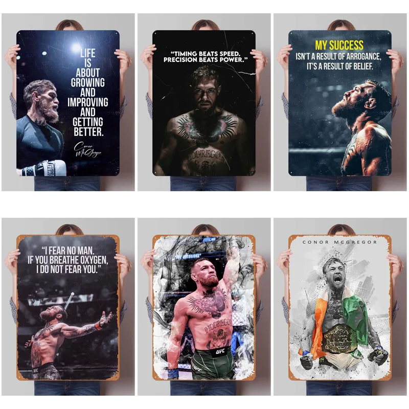 Conor McGregor Boxing Sports Metal Posters Bedroom Decoration Room Custom Metal Tin Signs for Wall Art Decoration Room Decor Men