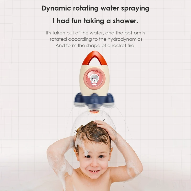 Juguetes de baño para bebé, juguetes de bañera con forma de cohete espacial para niños pequeños, juguetes de agua pulverizada, juguetes de piscina divertidos, el mejor regalo para bebés y niños