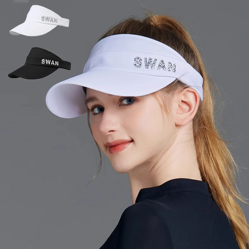 

SG Women Breathable Anti-sweat Golf Caps Ladies Sunscreen Empty Top Visor Korean Style Anti-Uv Adjustable Sport Hats Outdoor