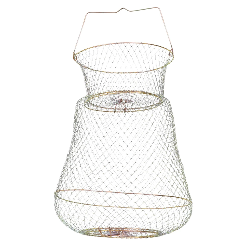 

Folding Metal Mesh Guard Large Capacity Net Wear Resistant Equipment Storage Bag Fish Landing Net Fish Basket