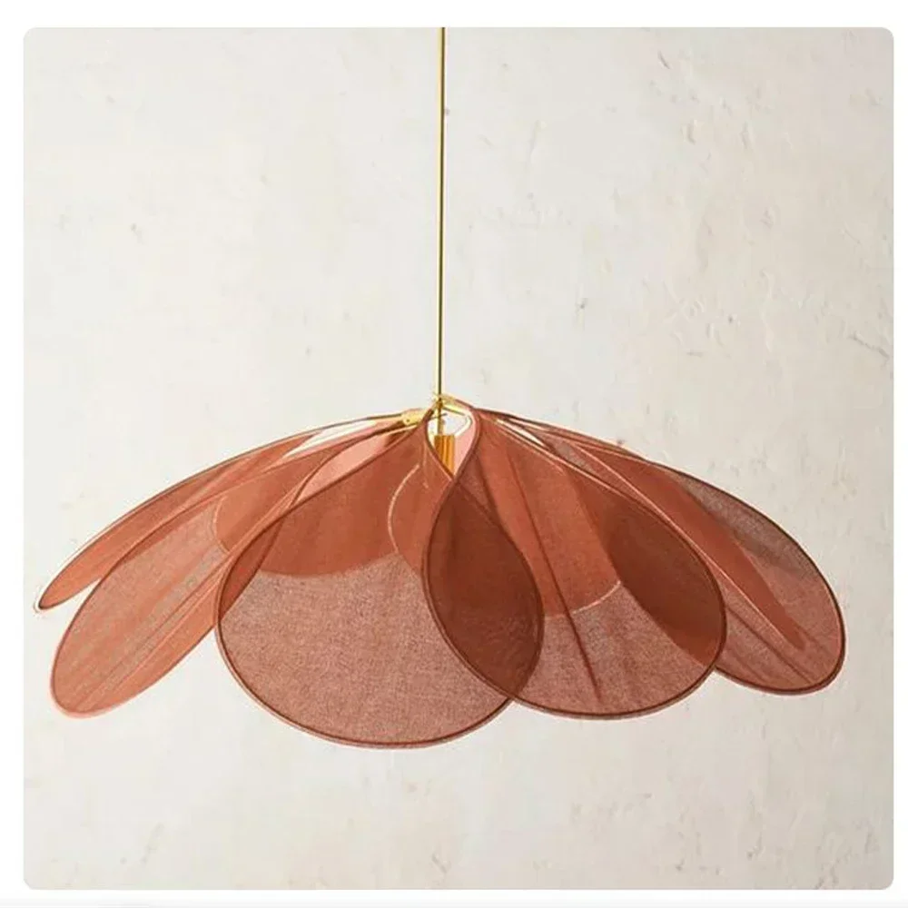 Art Flower Pendant Light Fabric Chandelier Dining Room Bedroom Ceiling Pendant Lamp Cafe Bar Indoor Lighting Petal Pendant Light image 2
