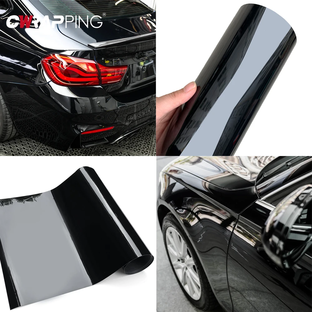 

Car Vinyl Wrap PET Glossy Black Self Adhesive Sticker Air Release Waterproof Car Body Decoration Decal for Moto Auto Accessories