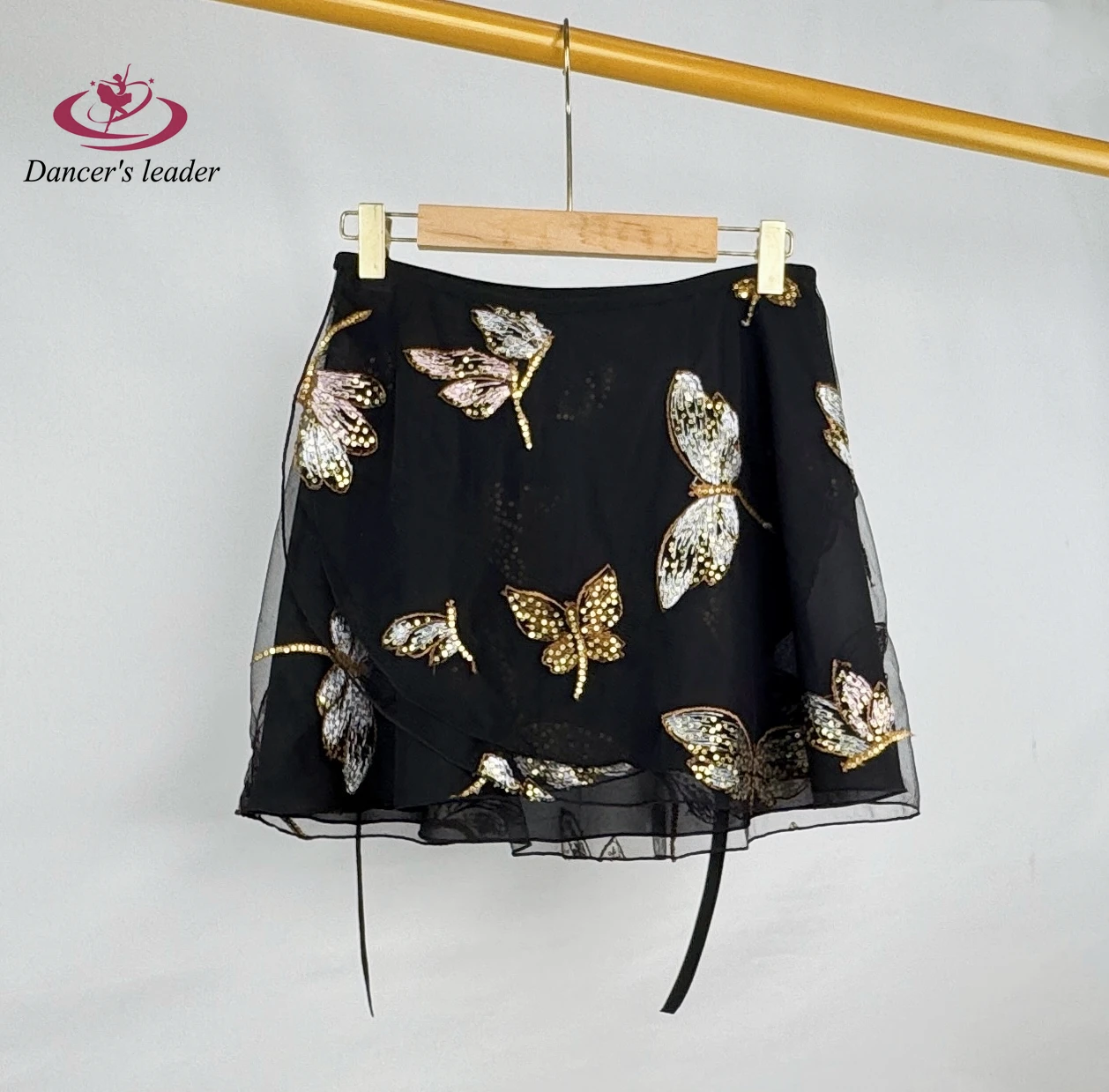 발레 스커트 이중 레이어드 잠자리 자수 댄스 스커트 성인 점프수트 소녀 발레 연습 미니 스커트 사진