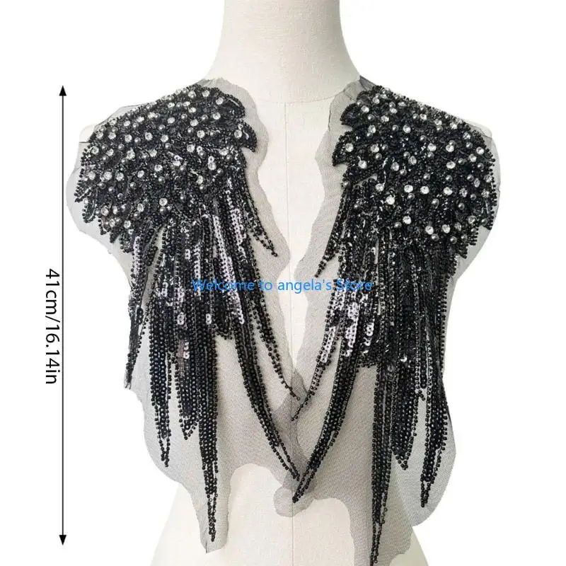 X4YC 2pack Exquisites Sequins Embroidered Patches Clothes Badge Appliques Stickers for Everyday Outfits and Costumes