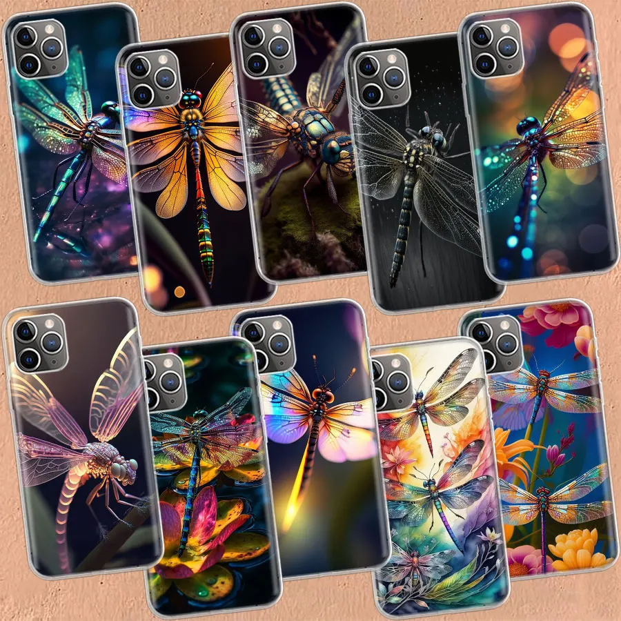 Dragonfly Texture is Realistic Clear Case For iPhone 11 13 14 Pro 15 Pro Max 12 Mini 16 XR X XS Max 7 8 Plus Clear TPU Phon