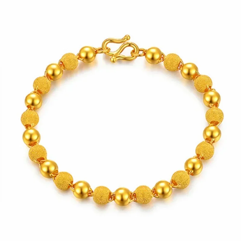 Gold bracelet 24 K women 9999 real gold bracelet transit beads real gold bracelet adjustable gold bracelet 3D fashion gift