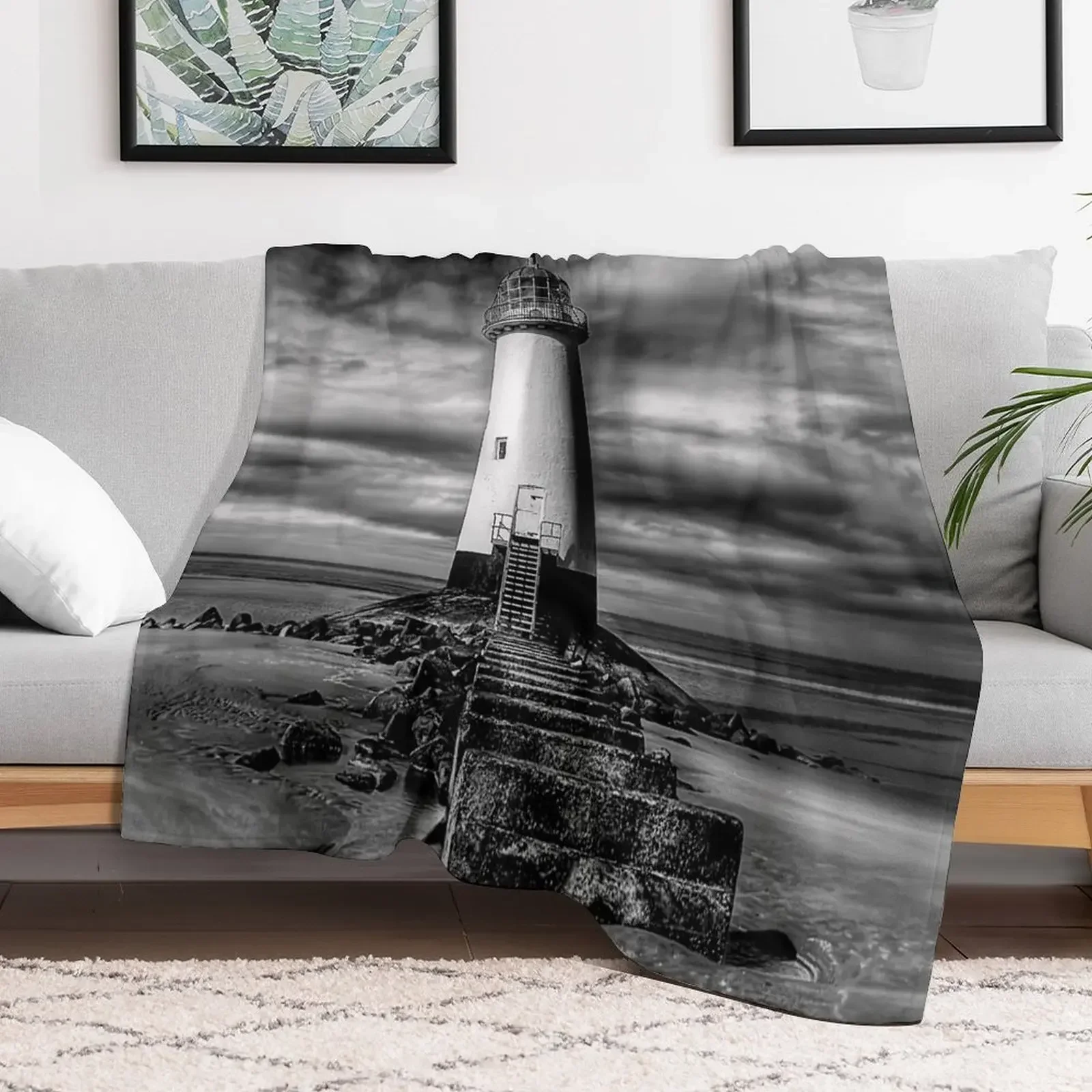 Talacre Lighthouse Point of Ayre Wales Throw Blanket Hair Bed Fashionable Blankets