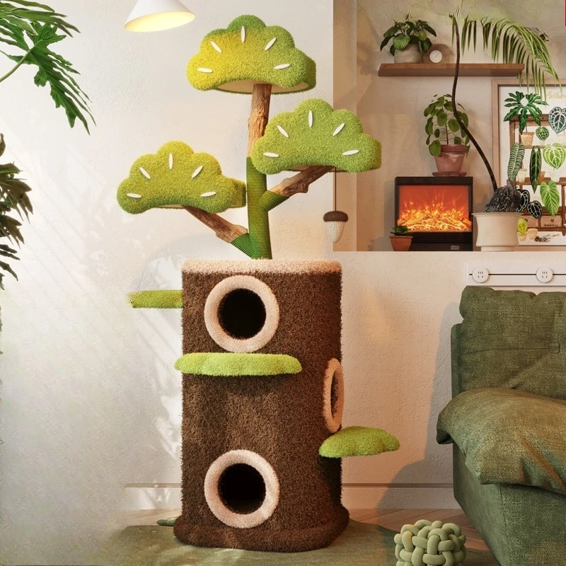 

Когтеточка-лежанка для кошек из массива дерева, большая, роскошная, в форме дерева, не занимает много места, подходит для небольших квартир.