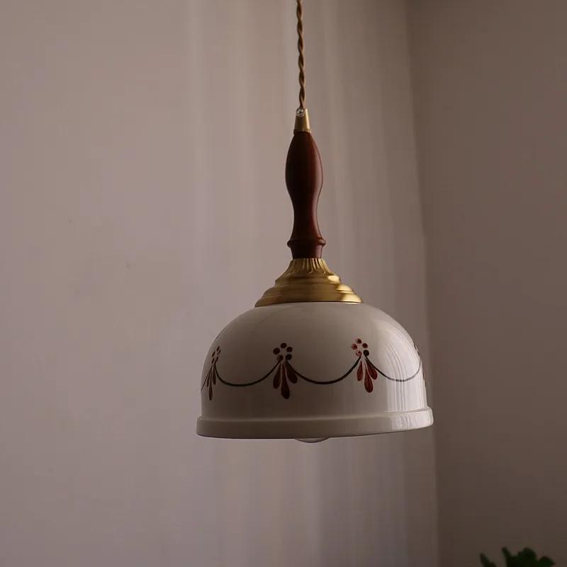 IWHD اليابان خمر قلادة LED أضواء لغرفة النوم غرفة المعيشة الحمام ديكور المنزل النحاس الأبيض السيراميك مصباح معلق الإنارة