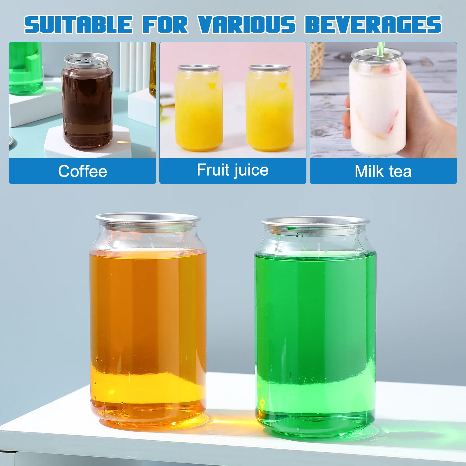 

10Pcs 330ml Pull Lid Storage Bottles Disposable Clear PET Containers Beverage Cup Milk Tea Shop Water Juice Coffee Packaging Can