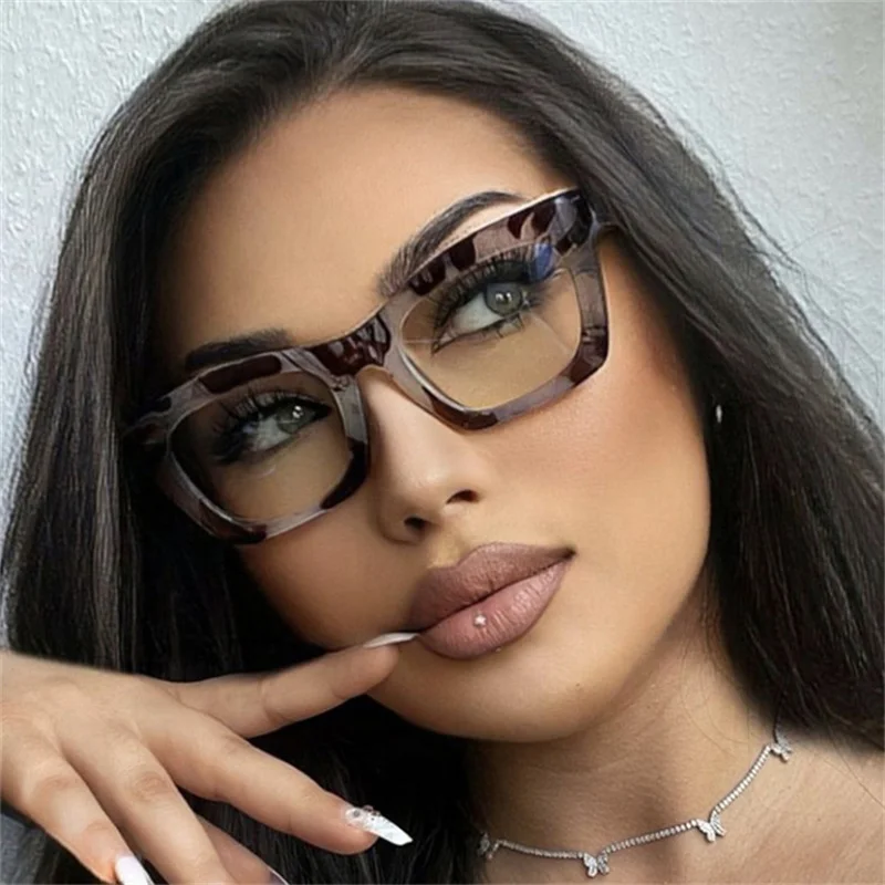 New Trend Optical Reading Glasses Women Blue Light Filter Cat Eye Leopard Tea Vision Care Eyeglasses Farsighted Diopters +0.5 +6