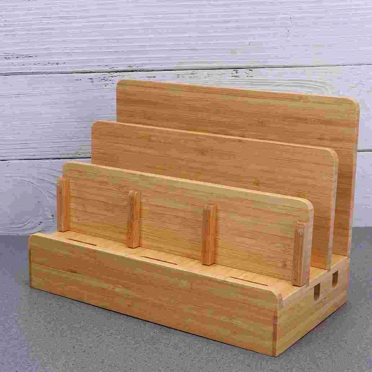 

Multifunctional Bamboo Charging Station Docking Organizer Cellphone Holder For Smartphones Multiple Devices Tablets