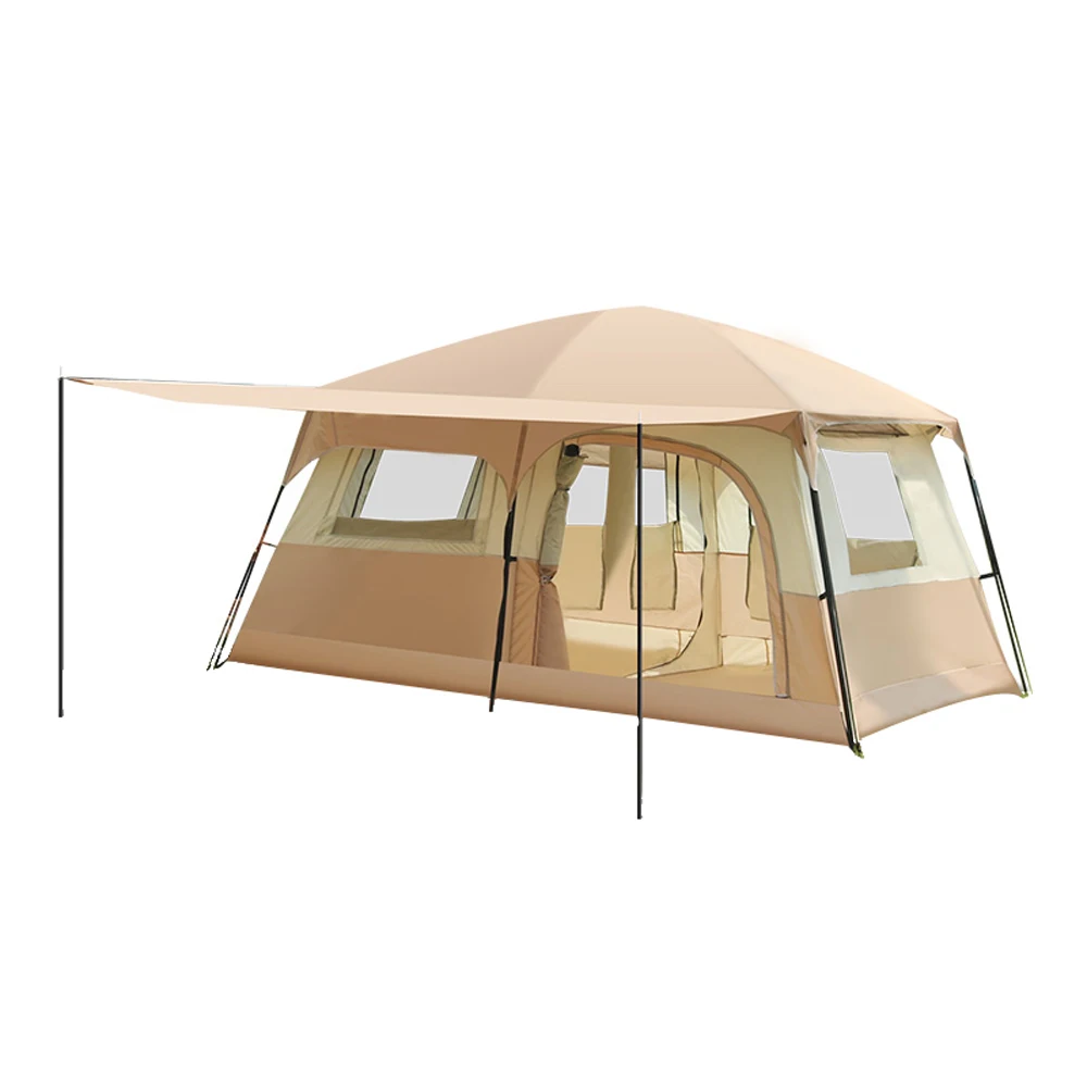 Travel Camping Tent with 2 Rooms Large Family Cabin Tent Breathable and Rainproof for 8-12 Persons Outdoor Camping Beach