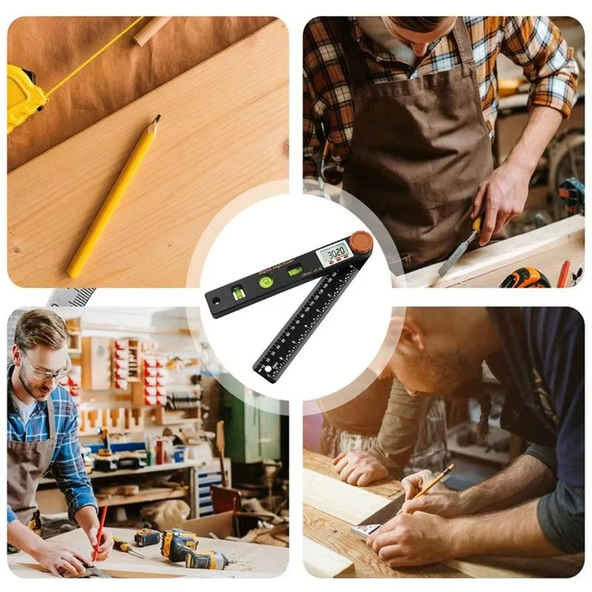 A002 4 in 1 Digital Display Angle Ruler Protractor LCD Display Angle Measuring Tool Woodworking Accessories