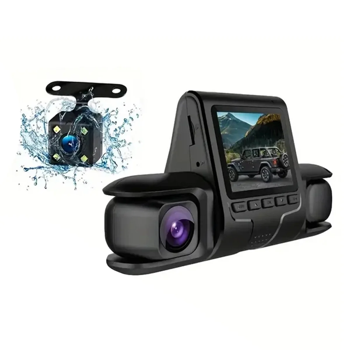 Car DVR Camera 3 Camera Lens Car DVR Dual Lens Camera 1080P HD Dash Camera Video Recorder 24H Parking Monitoring Dashcam