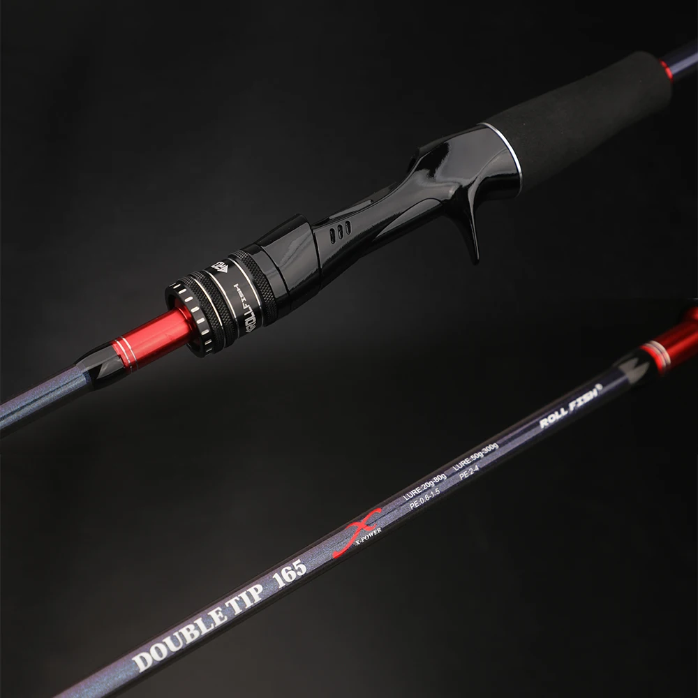 ROLLFISH Carbonfaser-Tintenfisch-Angelrute mit 2 Festen Spitzen, Offshore-Salzwasser-Bootsangeln, Leichtgewichtig, Hohe Empfindlichkeit, Langlebig – Detail 2