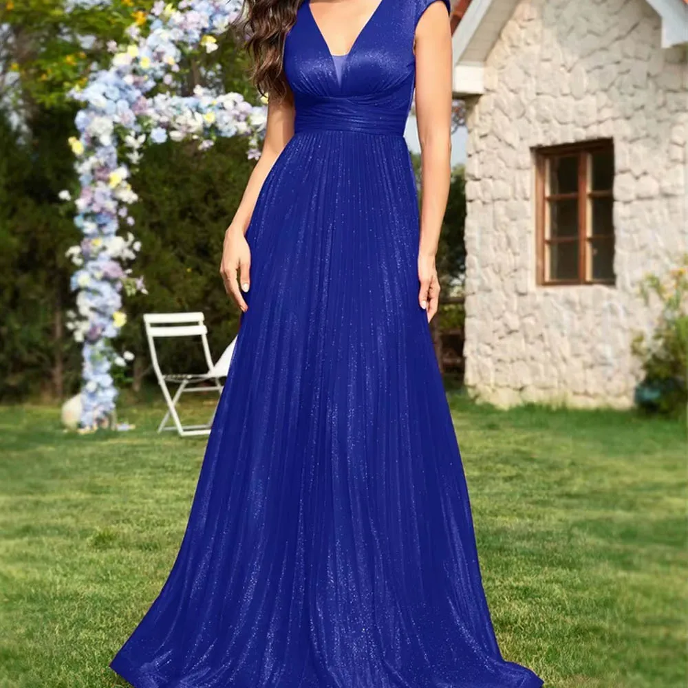 Customized Luxury Deep V-Neck Mother of Bride Dresses Elegant V-back  Long Prom Cocktail Dress Wedding Party Dresses