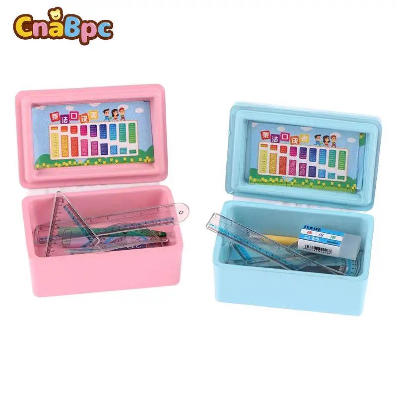 

1Set 1:12 Dollhouse Miniature Stationery Pencil Case Pen Ruler Eraser Stationery Box Doll House Accessories Kid Pretend Play Toy