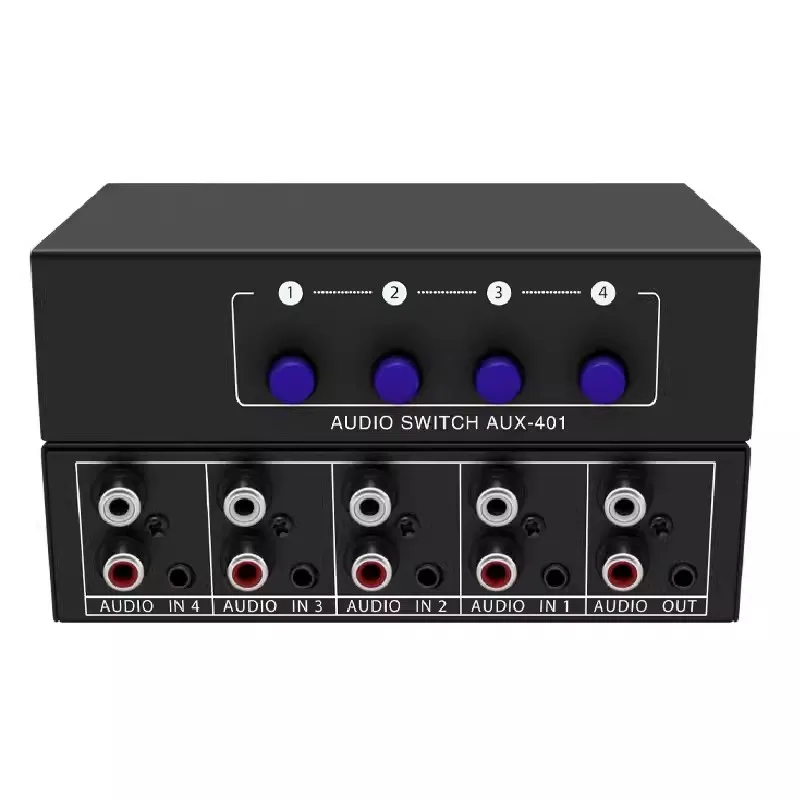 RCA AUX Audio Switcher 4 in 1 Stereo Audio selector 4X1 Passive 3.5mm Aux L/R RCA audio switch box analog audio selector