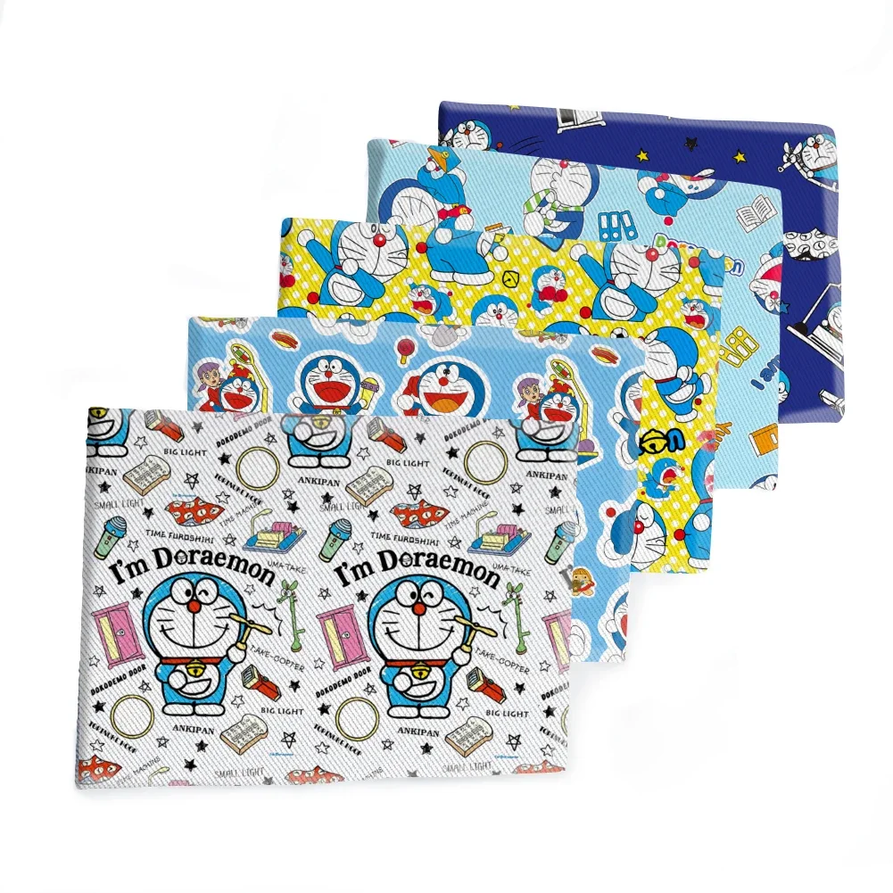 Japanese Cartoon Doraemon Character Pattern Printed Twill Fabric for Patchwork Quilting Fabrics