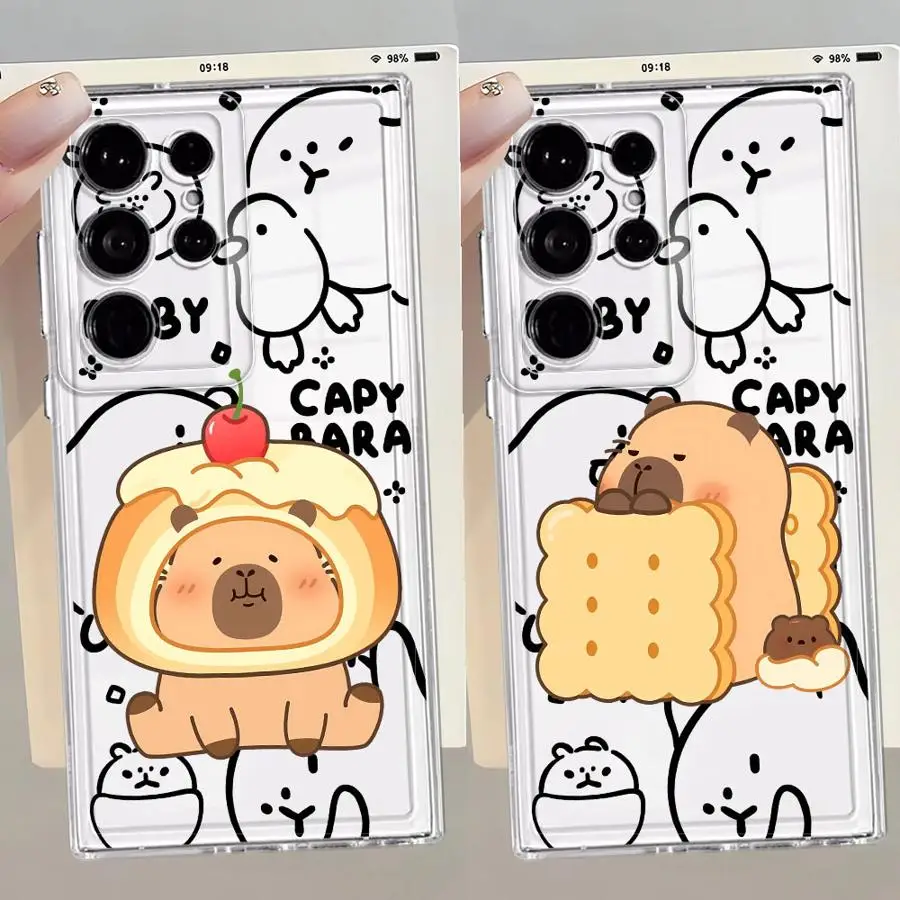 Casing Penutup Ponsel Lembut untuk Samsung Galaxy S21 S25 Edge Note 20 Ultra 10 S23 Ultra S20 Plus S24 S22 FE Caypabara Kartun