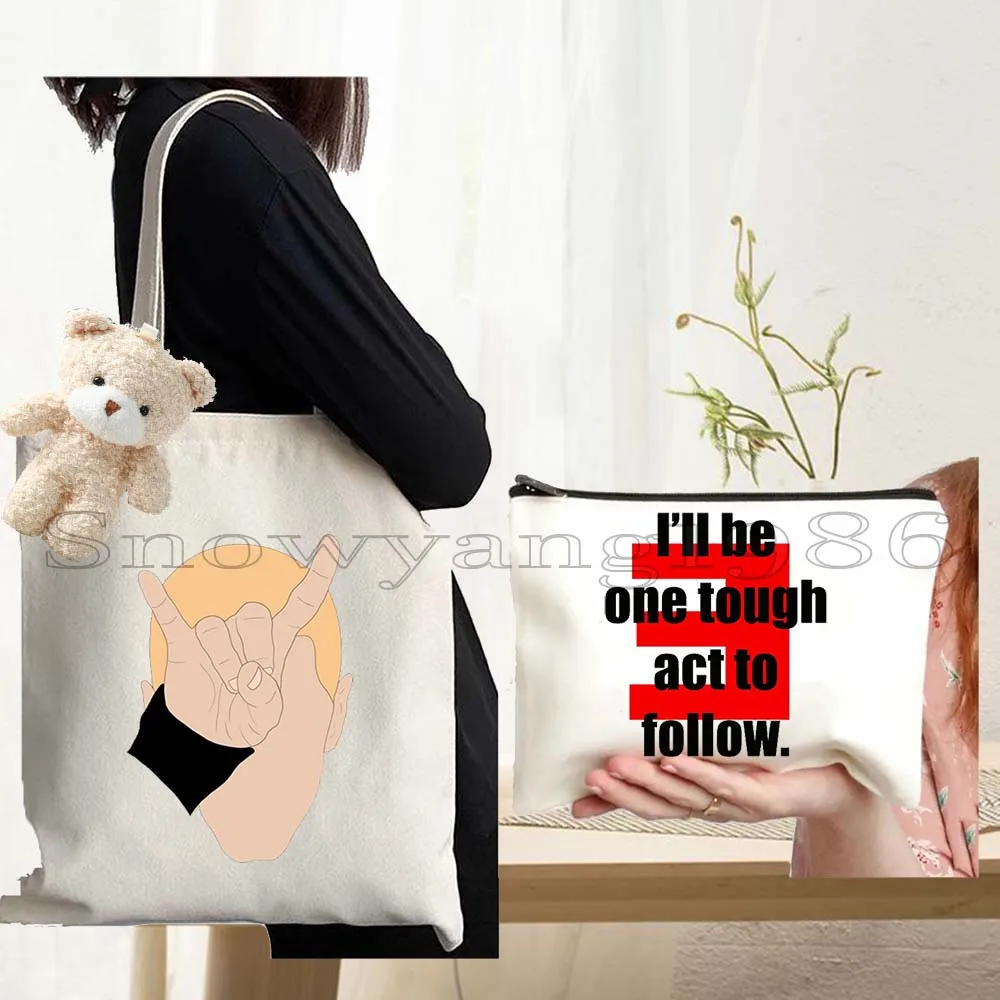

3pcs Eminem Rap God Horns The Death of Slim Shady Rabbit Music Gift Men Women Canvas Shoulder Tote Bag Harajuku Shopper Handbag