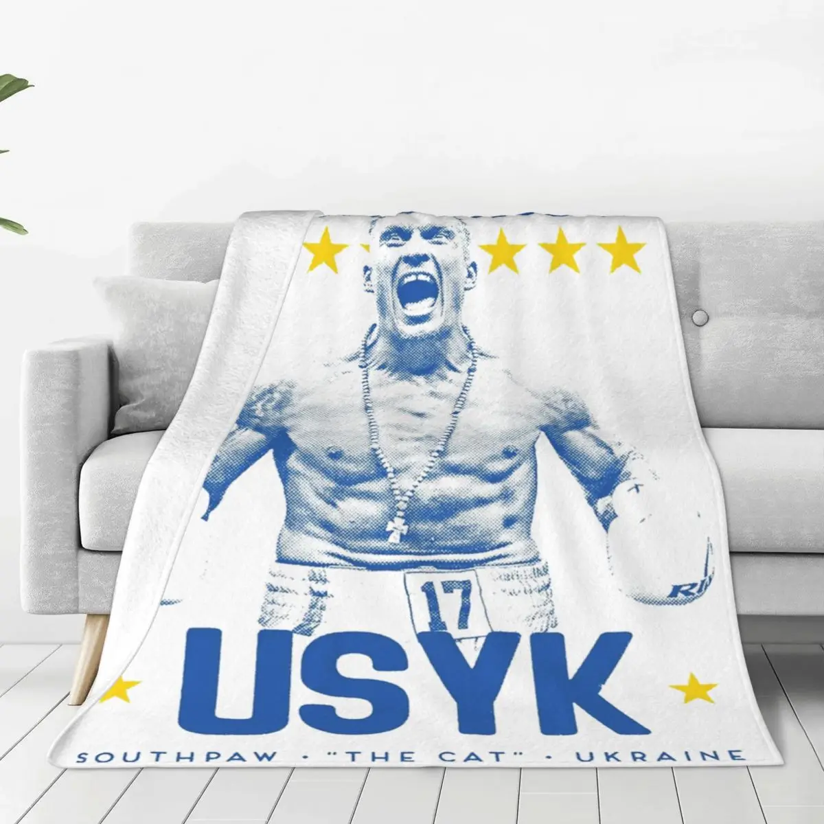 Comfort Oleksandr Usyk Vintage Boxing Poster Blanket Bedding Decorative Ukraine Boxer Blanket Ultra-Soft Flannel for Bedroom