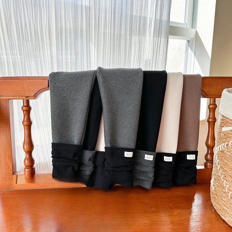 

Kids girls leggings 2025 autumn winter velvet integrated Korean style thickened thermal outer pants