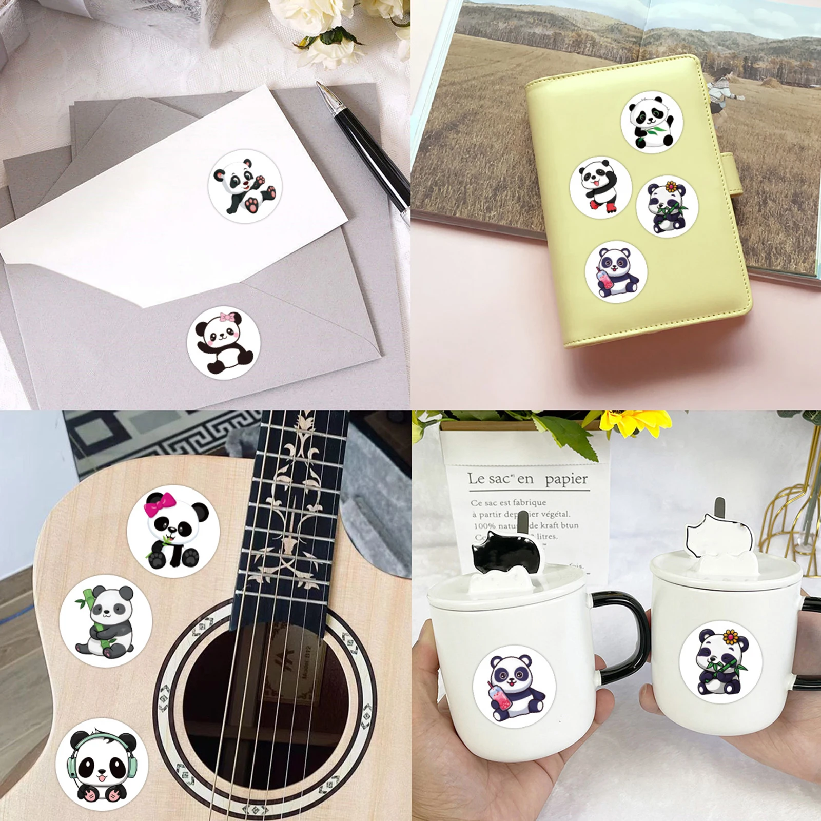 100-500pcs Cute Panda Cartoon Stickers Reward Sticker for Kids Gift Decoration Envelope Sealing Labels Stationery Stickers 1inch - Image 4
