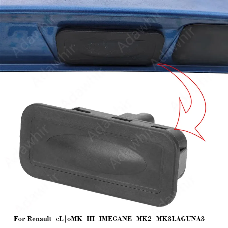 Tailgate Trunk Release Switch 8200076256 for Renault Clio, Megane, Captur, Kangoo - Black Boot Button