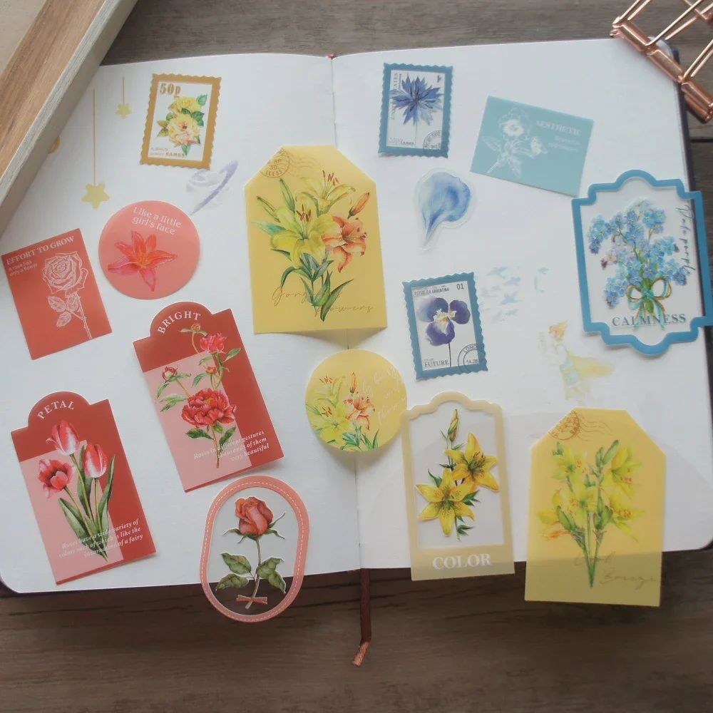 

44pcs Keep Flower In Frame Style Sticker Scrapbooking DIY Gift Packing Label Decoration Tag