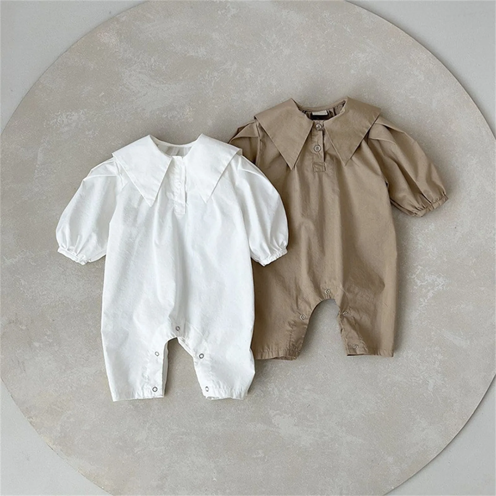 

Baby Boy Apparel Baby Newborn Infant Girls Boys Solid Cotton Autumn Long Sleeve Collar Romper Jumpsuit 9 12 Month Bodysuit Boy