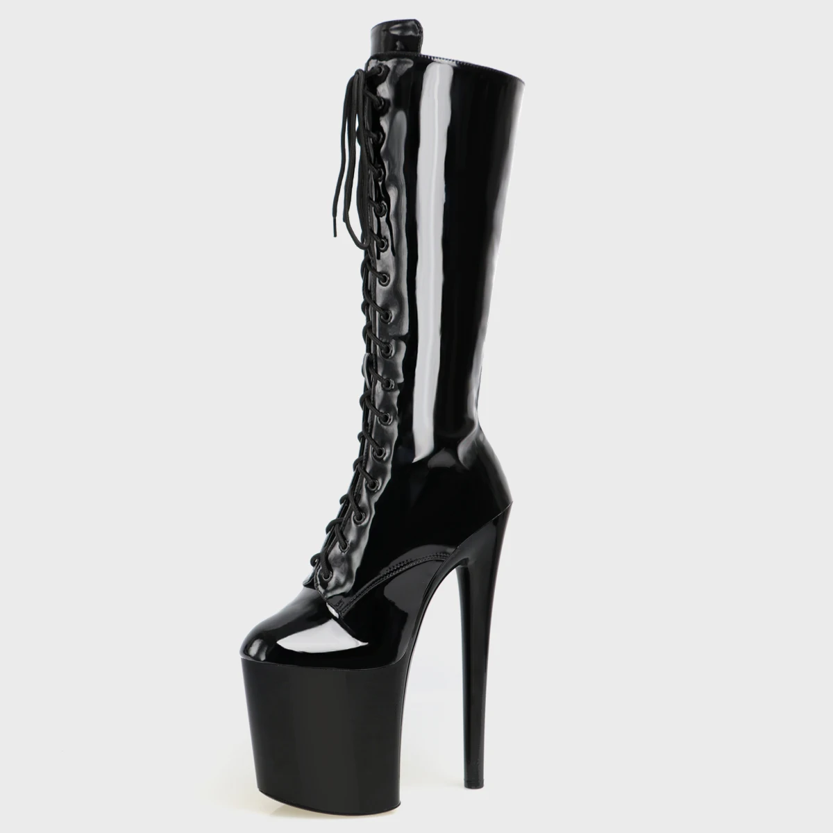 20Cm Buty Wysokie Obcasy Pole Dance Stripper Gothic Shoes Platform Lace Up Fetish Thigh Strappy Fashion Punk White 8 cali Sexy Ladies Winter Buty