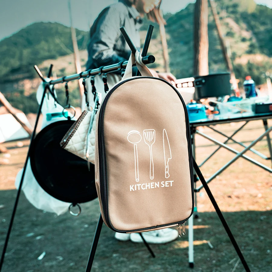 Outdoor Cookware Bag Camping Storage Bag Portable Travel Bbq Utensil Bag Cooking Utensil Organizer Kitchen Utensil Storage Pouch