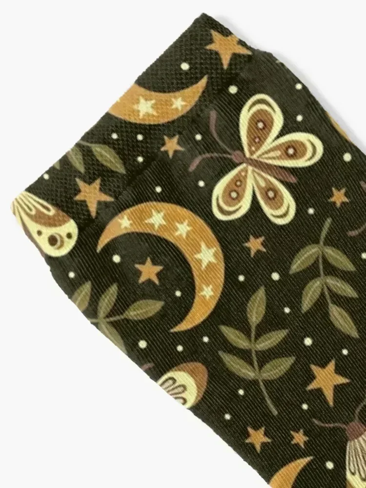 Moons and moths Socks soccer anti-slip happy bright garter new year Socks For Man Women's