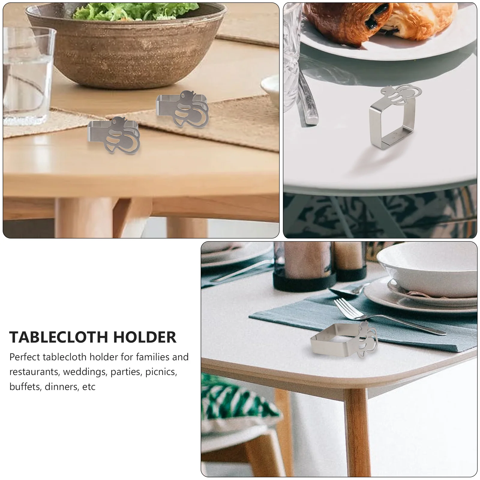 

8Pcs Stainless Steel Tablecloth Clamps Thick Fixing Clips Non-Slip Table Cover Holders for Kitchen Dining Picnic