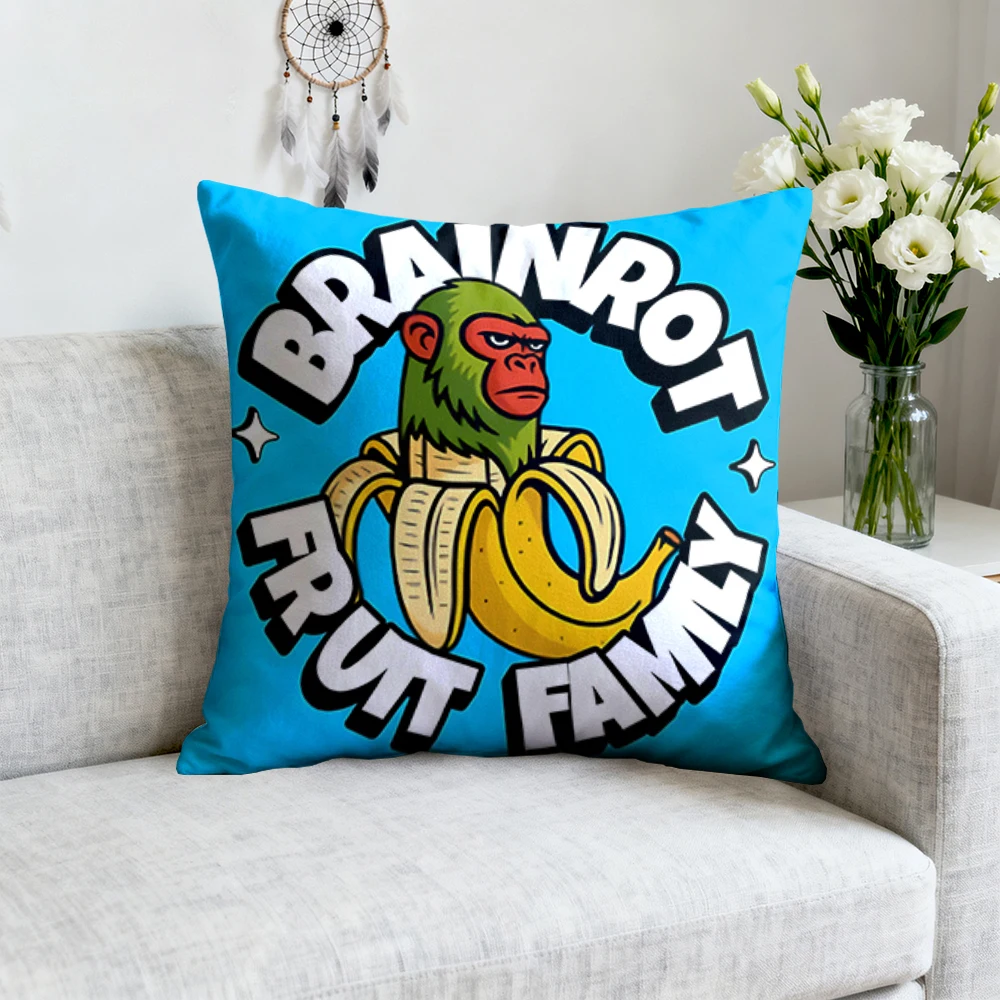 

1Psc Cushion Cover Interior Decoration FUNNY Brainrot Pillow Covers Decorative Sofa Cushions Ornamental Pillows for Living Room