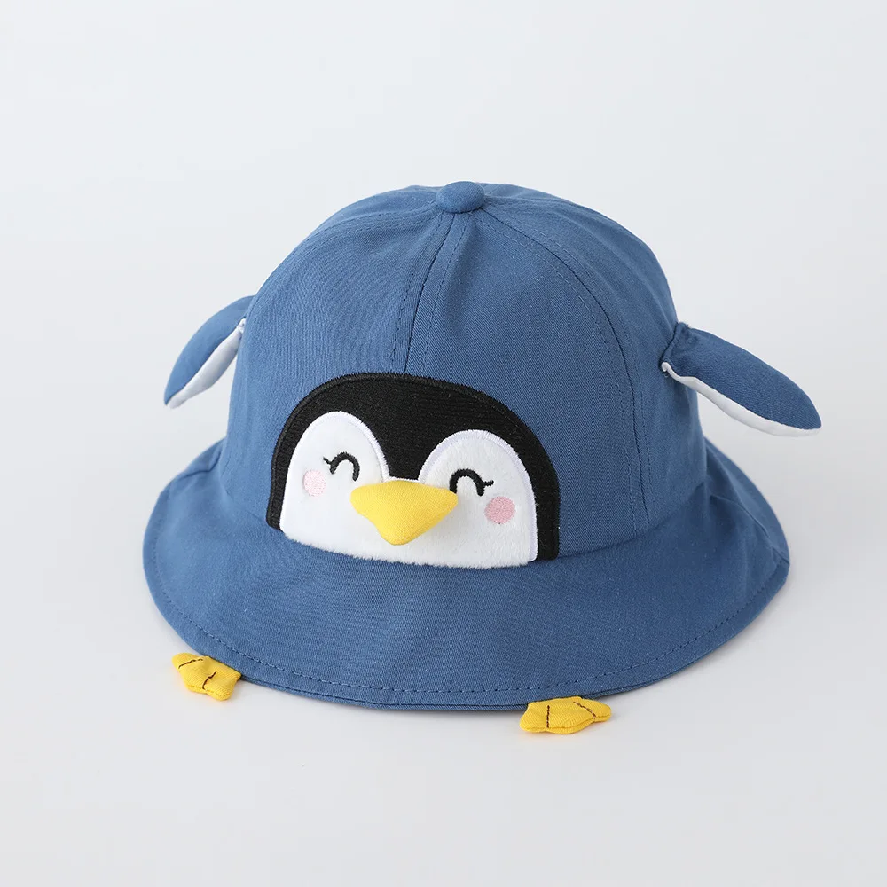 

Детская шляпа-панама из хлопка с 5 цветами, весенняя, с милым пингвином, для защиты от солнца, дышащая, для детей 1-3 лет