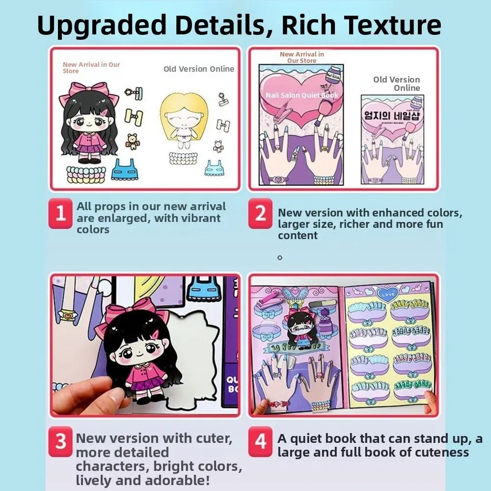 3D Nagelwinkel Rustig Boek Creatief Interactief DIY Aankleden Speelgoed Puzzelstijl Materiaal Pack Sticker Games Rustig Boek Verjaardagscadeau