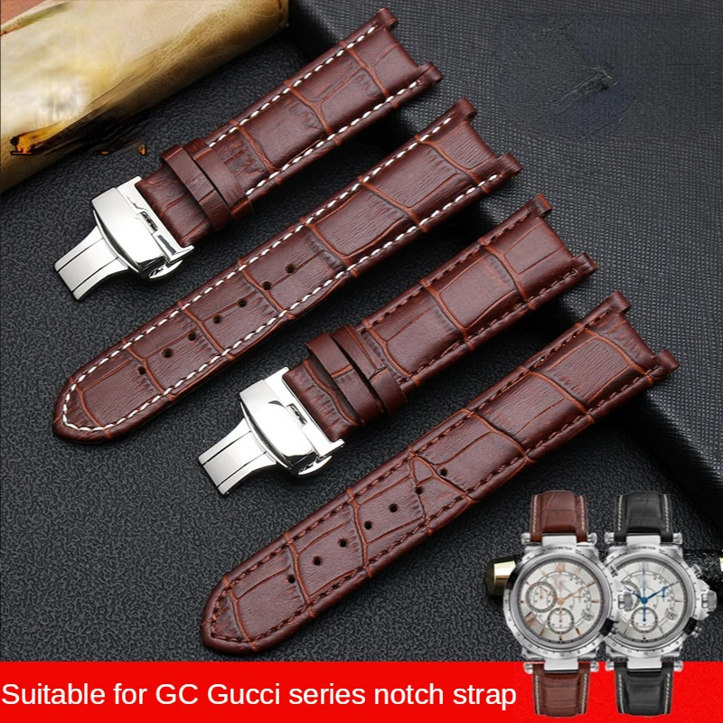 For GC Genuine Leather Watch Band Gucci Guess Gays Notch Watch Strap 20*11mm  22*13mm Men Women