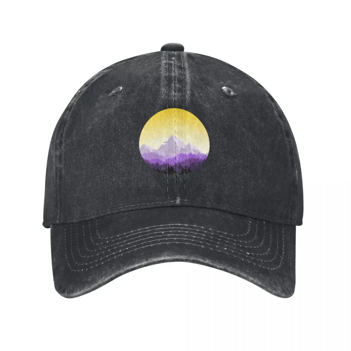 

Enby Range Circle (Subtle Non-Binary Flag Landscape) Baseball Cap derby hat beach hat foam party Hat Woman Men's