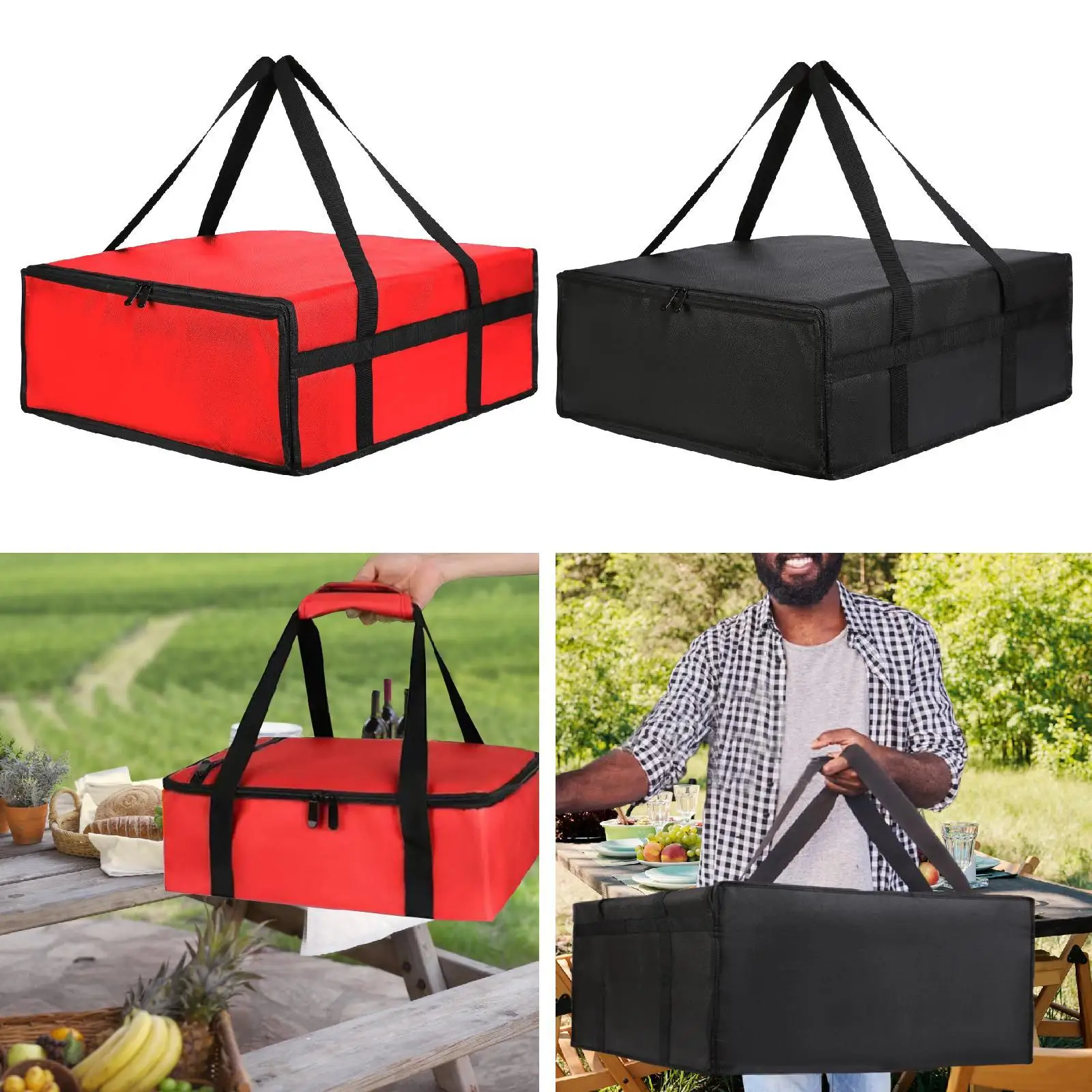 Pizza Delivery Carrier Bag with Handles for Large Volume Waterproof Storage