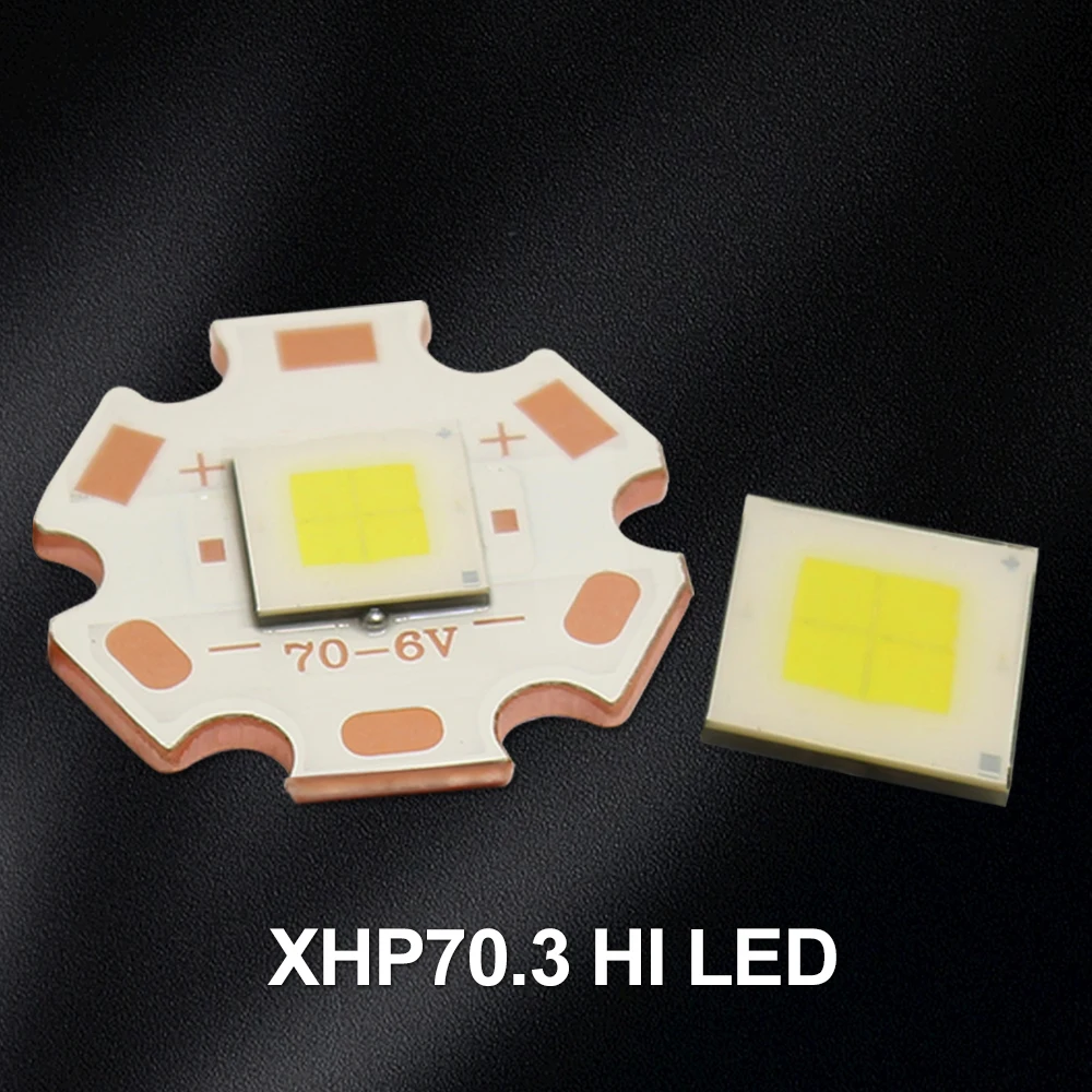 

1-5 шт. XHP70.3 HI светодиодный 6 в 12 В чип High CRI Ra90 45 Вт 5200 Люмен SMD 7070 белые бусины с 16/20 мм DTP медный MCPCB фонарик DIY