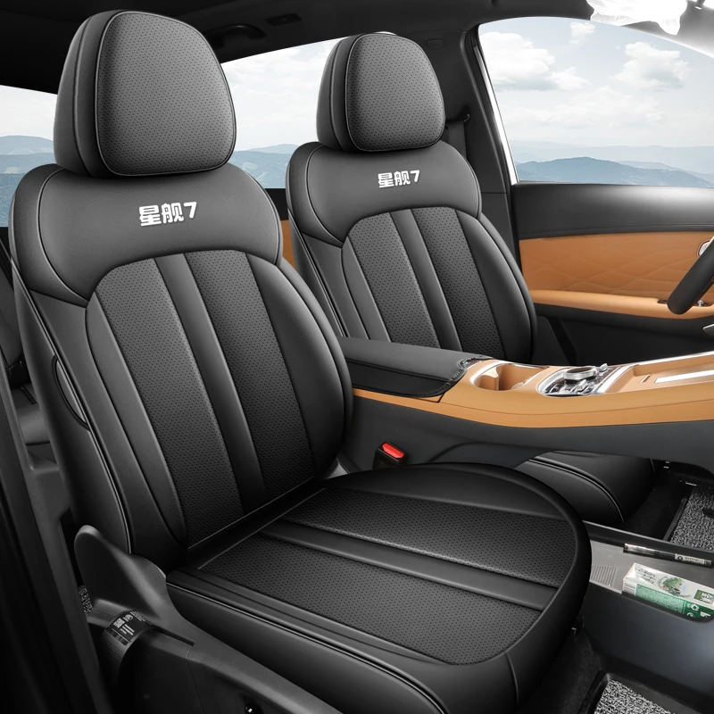 Custom Full Wrap Leather Car Seat Covers 5-Seater Automobile Cushion Protector Compatible with Geely Starray EM-i