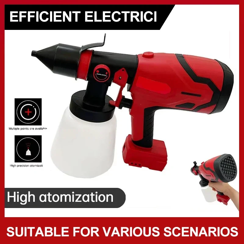 For Milwaukee 800ML Cordless Electric Spray Gun High Power Paint Sprayer Portable Auto Furniture Steel Coating Airbrush