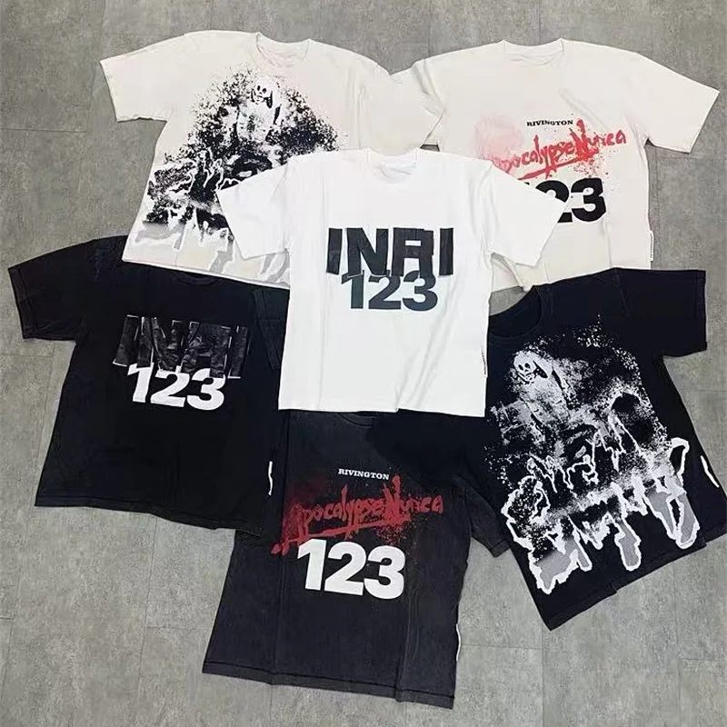 

Винтажная стираная свободная повседневная футболка RRR123, уличная мужская и женская футболка с принтом, лучшее качество, RRR123, футболка с коротким рукавом