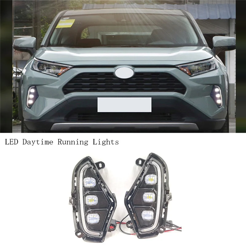لتويوتا RAV4 2019-2022 متوافق 1 زوج LED النهار تشغيل ضوء السيارة بدوره مصباح إشارة