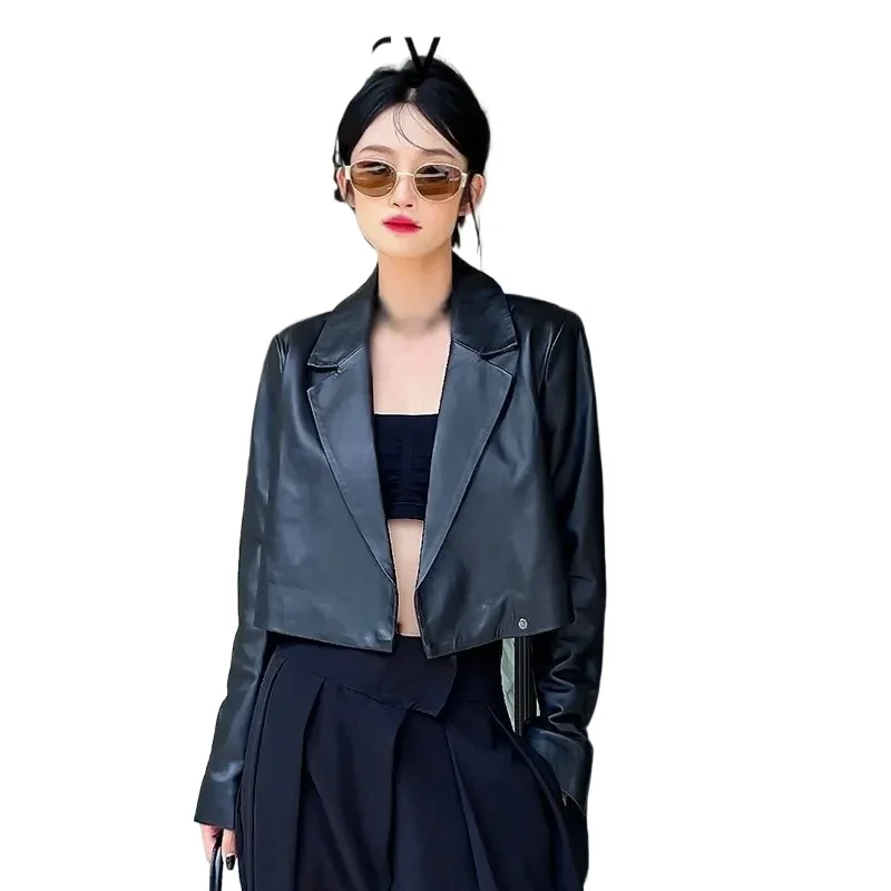 Solid Color Jackets for Women Genuine Leather Jackets Short Leather Top Real Sheepskin Leather Coat Women's Clothing SGG