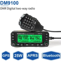 Hongkaide วิทยุดิจิตอล DMR พร้อม GPS aprs DM9100บลูทูธ VHF UHF ช่องเสียบเวลาคู่25W พลังงานสูง