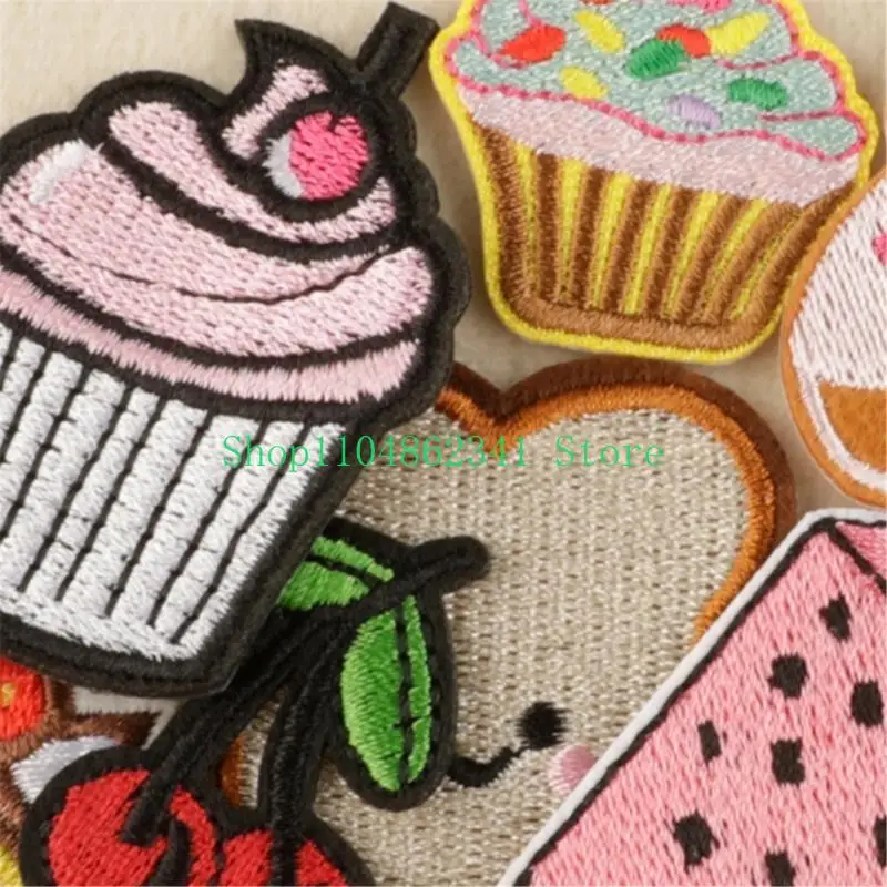 5asd 9pcs dessert tema topi in tessuto cucire applique per il progetto artigianato creativo